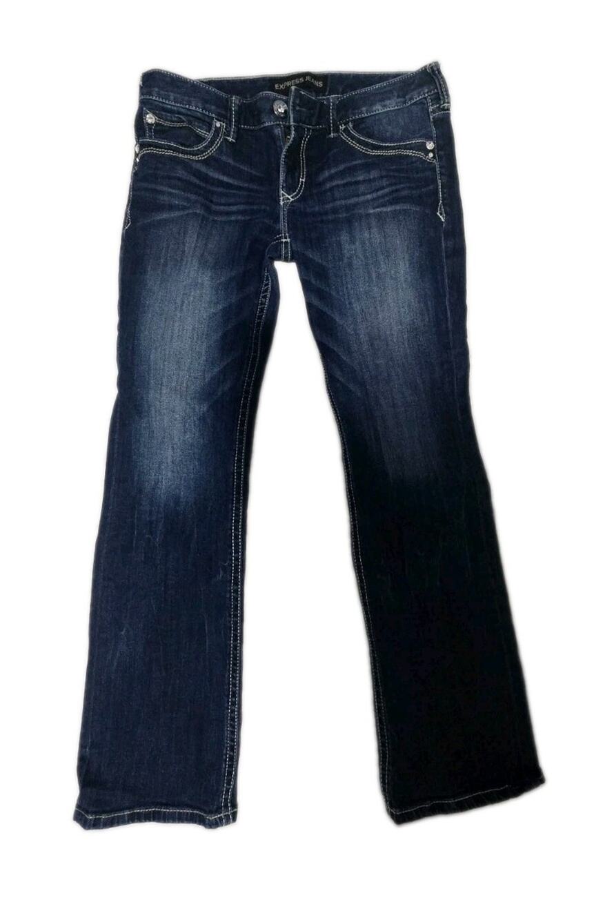 Express Bootcut Low Rise Stella Jeans Size 6s(short) Medium Wash Y2K style